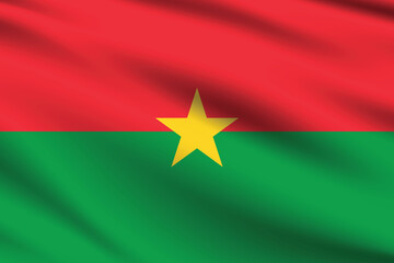 Naklejka premium Burkina Faso flag official colors and proportion digital vector illustration. Pleated flag.
