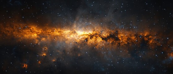 A stunning depiction of a cosmic landscape with vibrant colors and starry background.