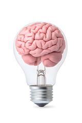 Human brain inside a light bulb representing the power of thinking