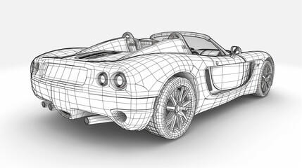 Dynamic 3D Wireframe Sports Car Illustration, Modern Automotive Design Concept.