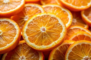Juicy Orange Slices: Close-Up Macro Photography of Fresh Citrus Fruit