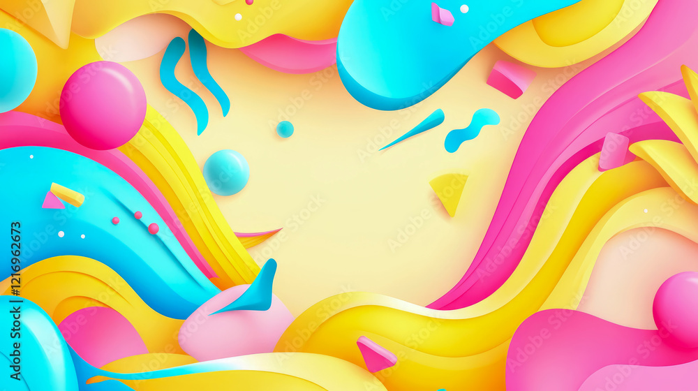 Aufkleber joyful abstract composition with vibrant hues and dynamic forms