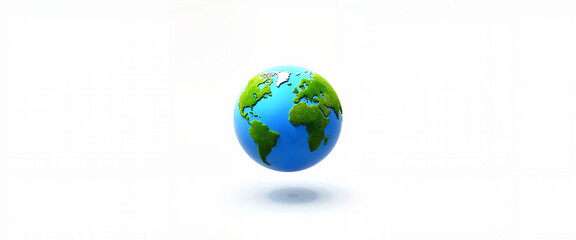 3D globe with green continents on white background