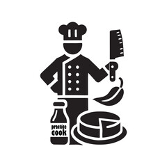 Practice cook icon silhouette vector art design with background