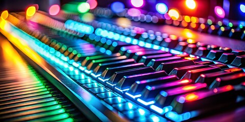 Fototapeta premium Long Exposure of Illuminated Office Keyboard - Technology and Productivity