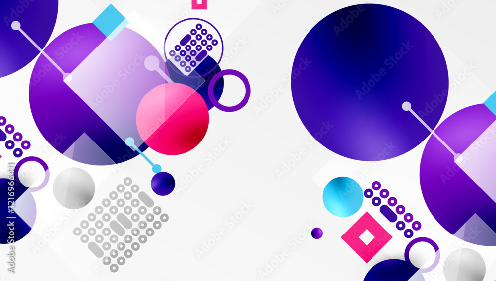 Aufkleber minimalistic abstract vector design, layered geometric shapes circles, squares, and triangles with s