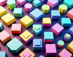 Obraz premium Pastel Abstract Squares and Rectangles Background for Vaporwave Digital Art, Copy Space