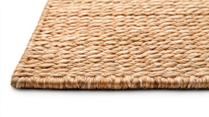 Rugs carpets woven durable cozy interior. A close-up view of a woven natural fiber rug featuring a textured surface and warm, earthy tones.