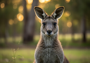 Fototapeta premium Majestic Kangaroo Portrait at Golden Hour in Australian Bush