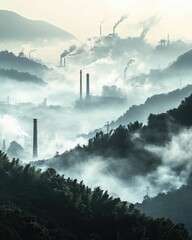 Fototapeta premium air pollution PM 2.0 double exposure