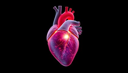 Human Heart Anatomy 3d Model with Heart Attack Illustration