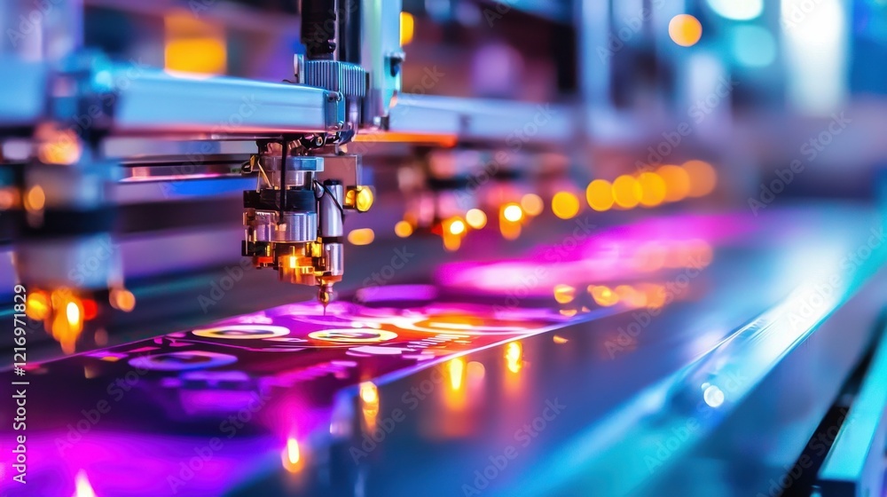 Poster automated metalwork manufacturing with robotic precision and futuristic technology