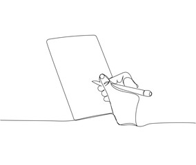 Write in a notebook, take notes, book, textbook one line art. Continuous line drawing of online learning, knowledge, cognition, science, student life, knowledge, school, education.