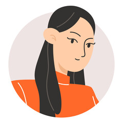 Portrait of a Young Asian Woman with Long Black Hair for Profile Picture