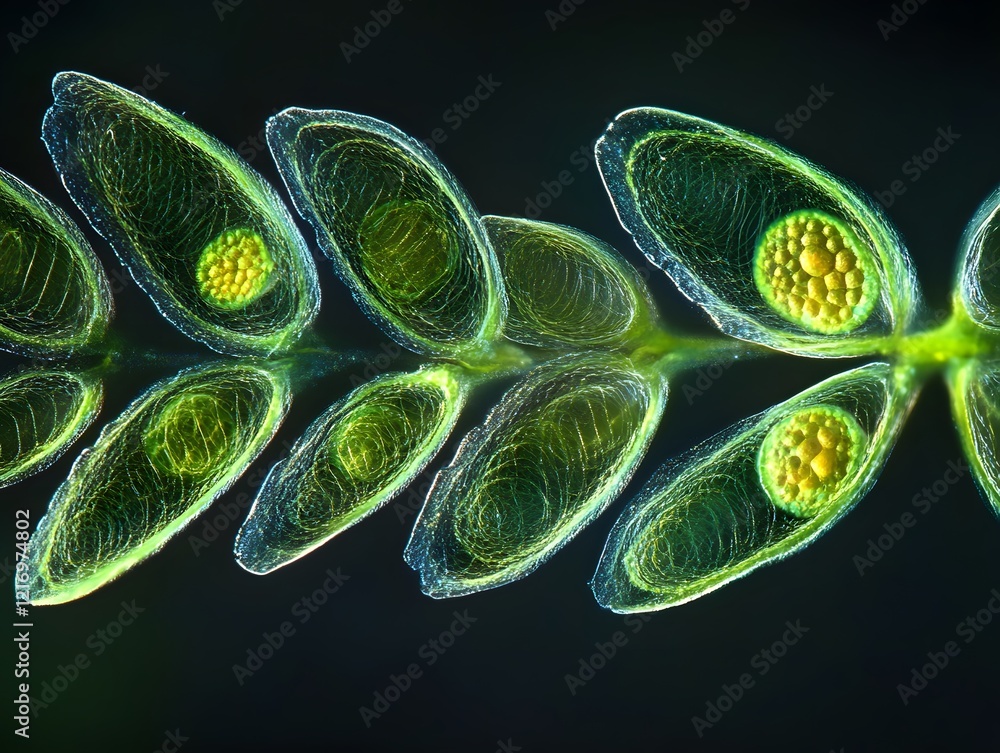 Poster stunning close-up of plant cells showing structure and color, detailed view of nature's intricate de