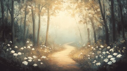 a Scenic woodland view, capturing the tranquility and natural beauty of a forested area.
