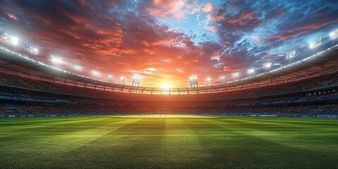 Cricket stadium, Day cloudy Light, ultra-realistic detailed image