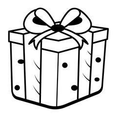 Gift box icon in drawing style