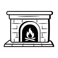 Cozy fireplace icon in doodle style