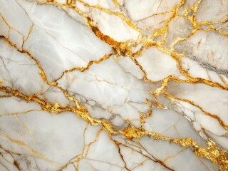 Luxurious White Marble Texture with Golden Veins: Elegant Background