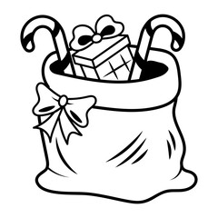 A hand drawn icon of santa sack