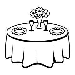 Party table icon in doodle style