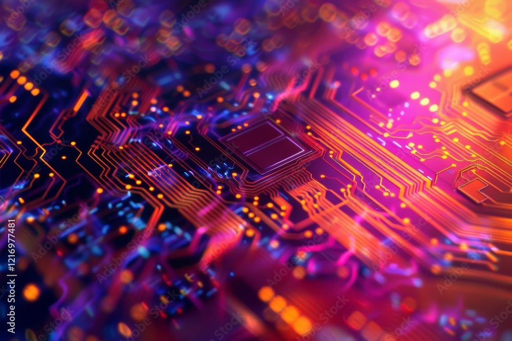 Poster an abstract background of microchips and circuit lines, abstract ai circuit board background. techno