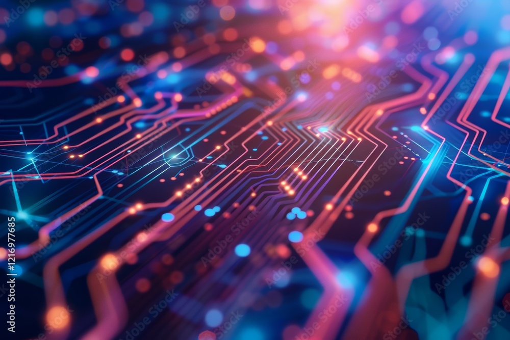 Poster an abstract background of microchips and circuit lines, abstract ai circuit board background. techno