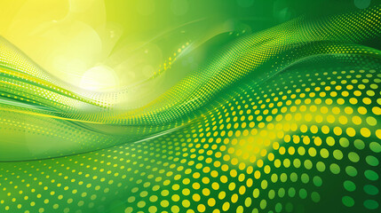 Green and yellow abstract waves with a glowing sunlight effect