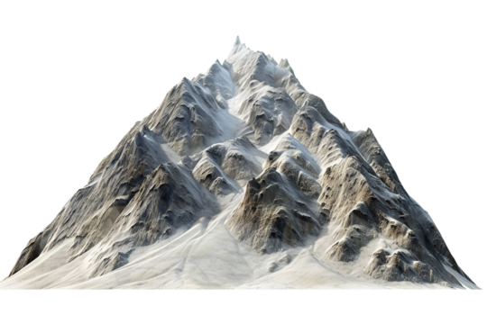 Vast Mountain Horizon with Clouds Isolated on Transparent Background