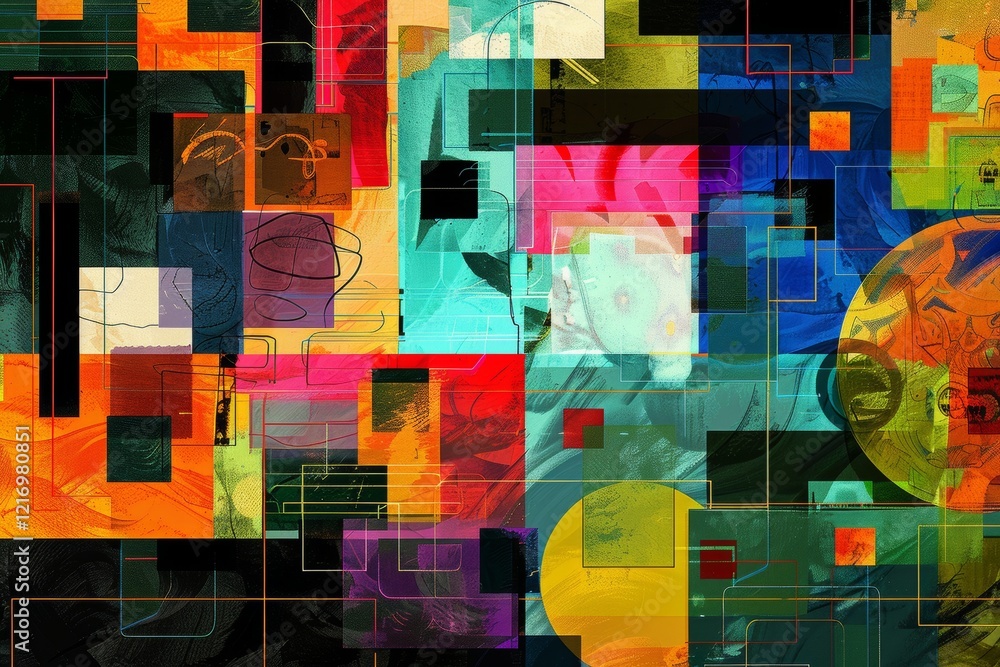 Poster an abstract representation of pay per click advertising, a computer screen surrounded by an assortme