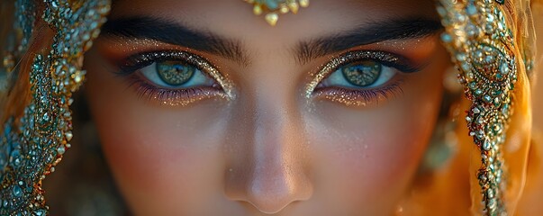 Captivating Traditional Indian Bride in Glittering Veil and Henna Adorned Hands
