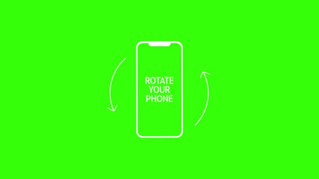 Rotate Your Device from Vertical to Horizontal. Rotate Your Phone to Landscape orientation. Rotate Your Device from Vertical to Horizontal Animation on Green Screen for Social Media. 
