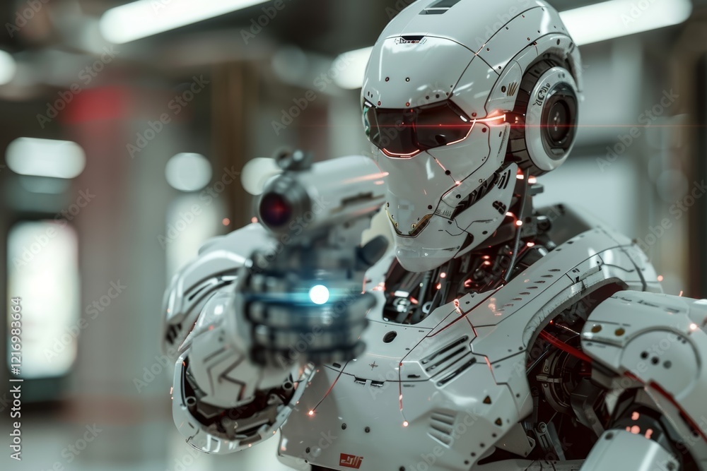 Poster protective virtual codes weave a digital armor around an ai robot, an ai robot defending against cyb