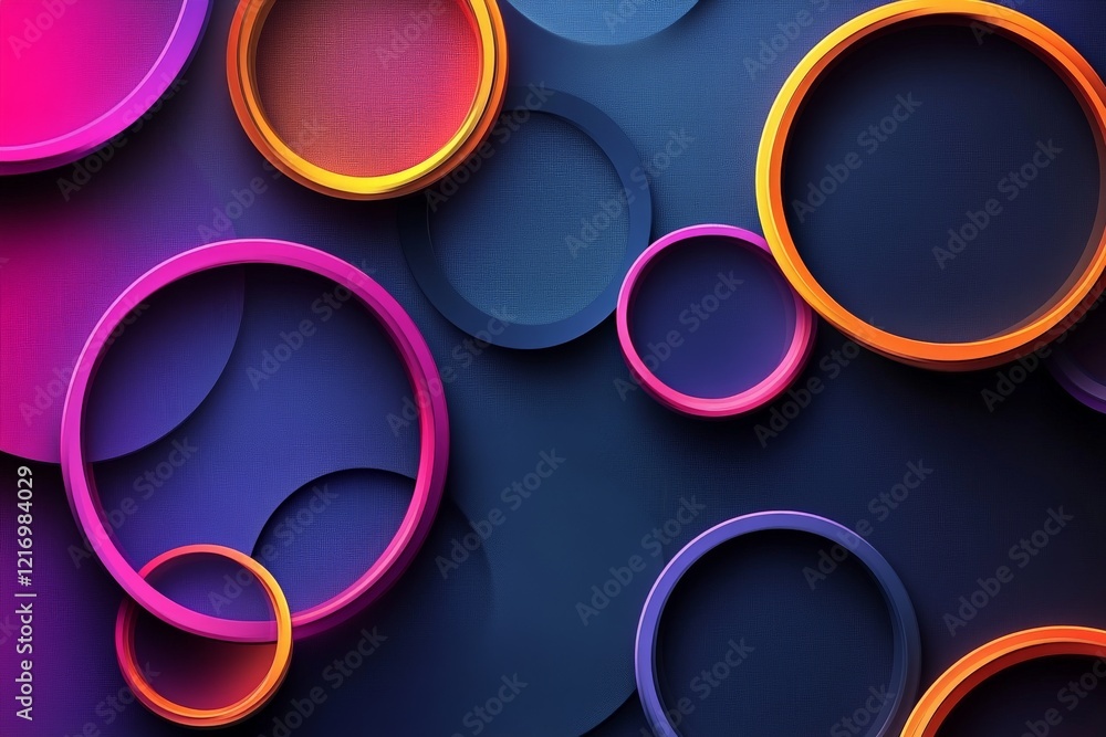 Poster colorful abstract circles on dark background create a vibrant visual experience for design enthusias