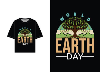 World Earth Day T-Shirt Design with Tree Graphic for Environmental Awareness