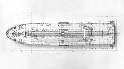 A blueprint of a ship showcasing design details and dimensions.