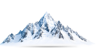 Obraz premium Snowy mountains with rocks and peaks, isolated on white background