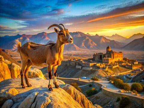 Majestic Goat in Mir Kalat, Turbat, Baluchistan's Ancient Mountains