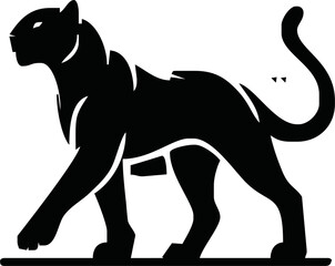 Sleek Panther Silhouette Logo Icon Depicting Cougar, Puma, and Jaguar