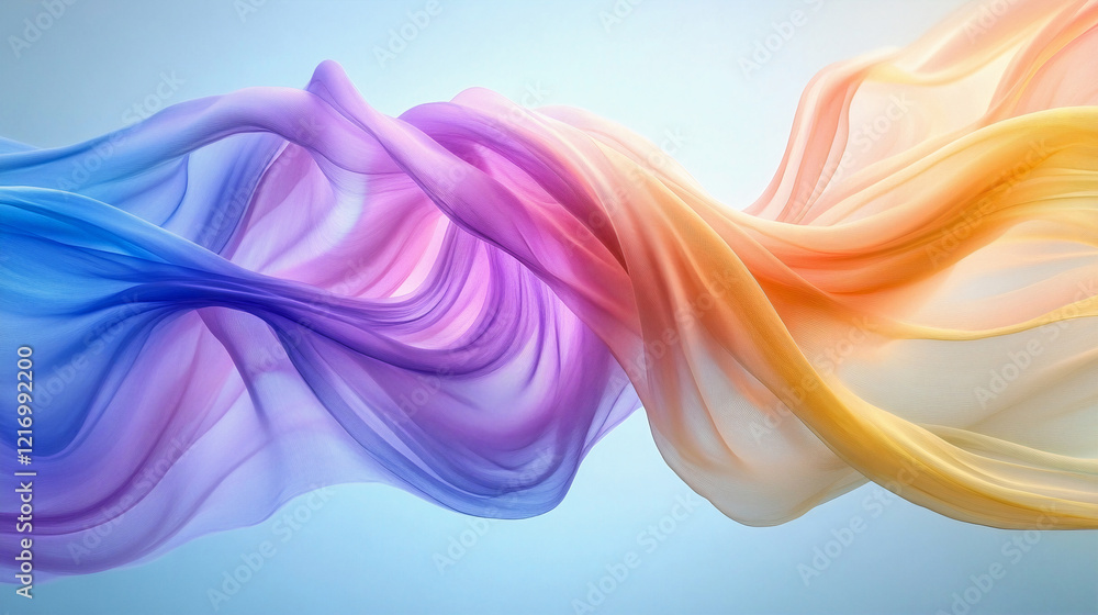 Poster abstract flow of multicolored wave, background with wavy lines. colorful smooth waves. generative ai