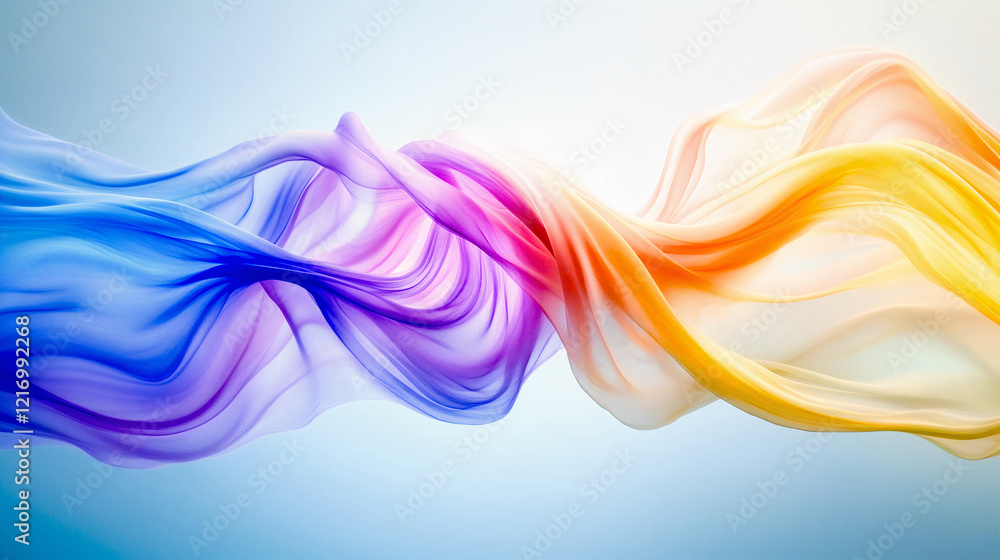 Poster abstract flow of multicolored wave, background with wavy lines. colorful smooth waves. generative ai
