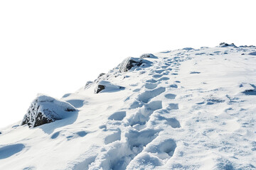 Snowy Mountain Hiking Expedition in Winter Wonderland Isolated on Transparent Background