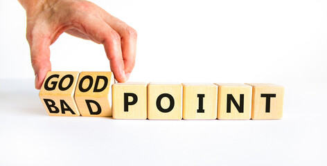 Good or bad point symbol. Concept words Good point Bad point on beautiful wooden blocks. Beautiful...