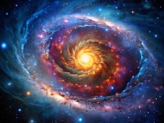 Majestic Spiral Galaxy: Cosmic Swirl of Stars and Nebulae in Deep Space