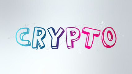 Crypto currency, blockchain technology. Vector triangle pattern. Virtual money for business, finance, digital global trade, payment, exchange. Blue pink gradient sign