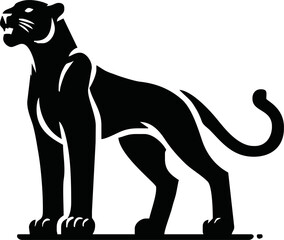 Sleek Panther Silhouette Logo Icon Depicting Cougar, Puma, and Jaguar