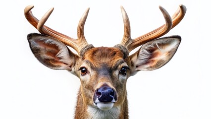 Fototapeta premium Majestic White-Tailed Deer Portrait, Isolated on Background