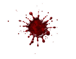 A dramatic blood splatter pattern isolated on white or transparent png background