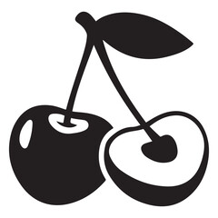 Cherry logo. Isolated cherry on white background